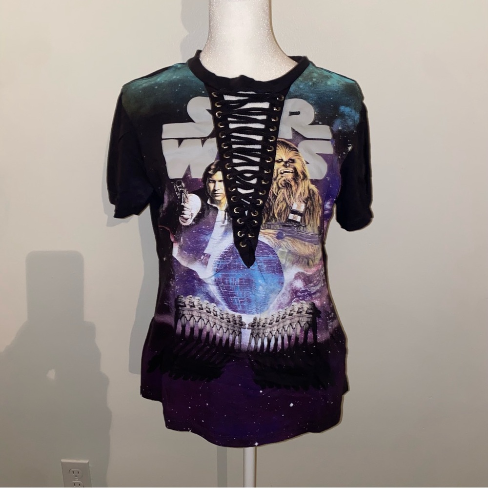 Star Wars Black and Purple Graphic Cut-Out Tee